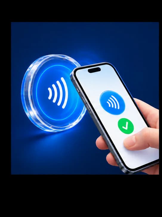 Ponsel menempel ke area NFC pada kartu