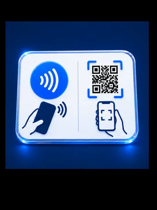 Petunjuk NFC dan QR yang mudah dibaca pada kartu