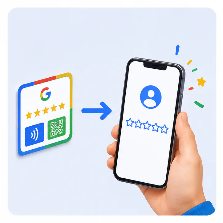 Halaman penilaian Google terbuka di ponsel pelanggan